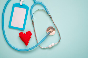 National Nurses Week medical concept on turquoise background. National Nurses Day. 
