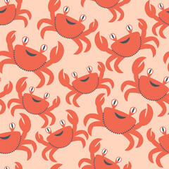 Vector seamless summer pattern with funny crabs - 765633751