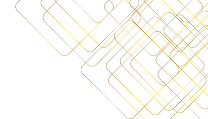 Abstract seamless pattern of randomly arranged golden rectangle frames with soft shadows on white background.