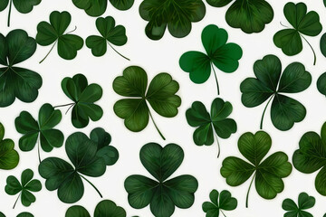 Green trefoil leaves isolated on white background