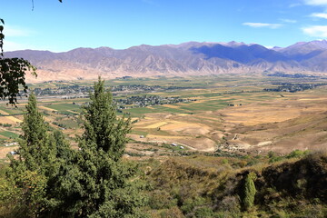 view over the river valley in the Chong Kemin National Park in Kyrgyzstan, Central Asia