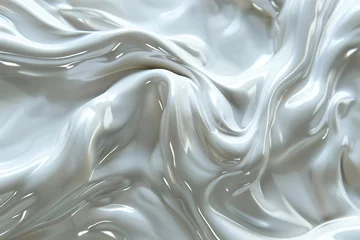 Fotobehang White cream waves background. Beautiful close up macro image for mockups, templates and patterns.  © vellot
