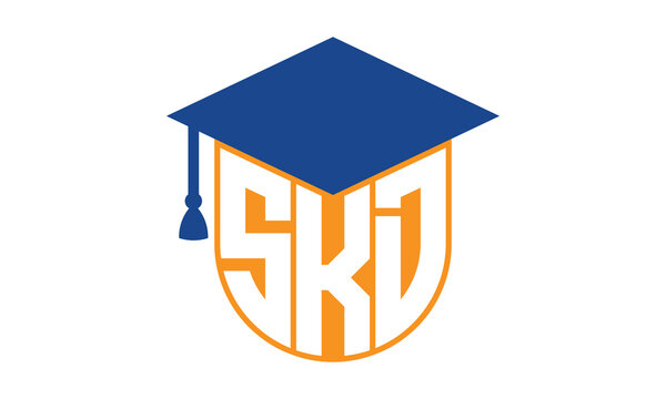 SKD initial letter academic logo design vector template. school college logo, university logo, graduation cap logo, institute logo, educational logo, library logo, teaching logo, book shop, varsity