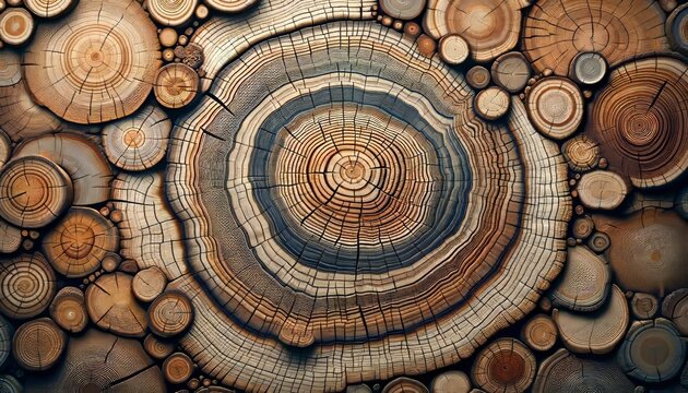 A detailed close-up image of tree rings from an ancient tree.