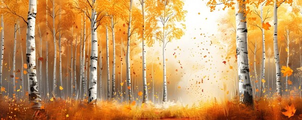 Shimmering Autumn Aspen Grove:A Golden Dreamscape of Nature's Vibrant Transformation
