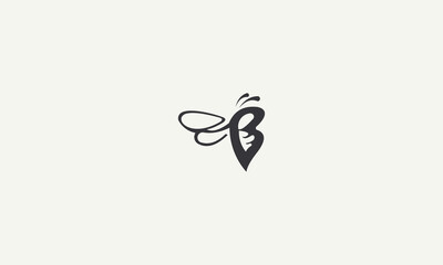 initial B bee monogram simple logo design vector illustration