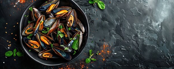 mussel delicacy dish on a plate. - Powered by Adobe