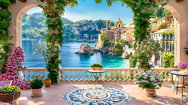 Mediterranean charm: Coastal Italian village with picturesque architecture, embodying summer travel and scenic beauty