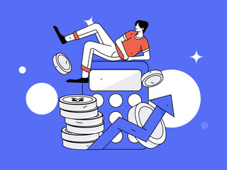 Internet financial management investment flat vector concept operation hand drawn illustration
