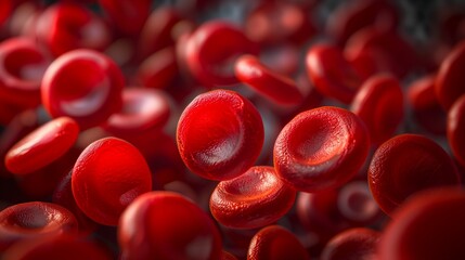 Abstract banner with red blood cells. Horizontal background with red blood cells.