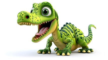 Obraz premium A charming and playful cartoon-style dinosaur creature with vibrant green scaly skin large expressive eyes
