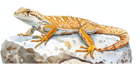 Vibrant Spiny Lizard Basking on Rocky Perch,Dreaming of Insect Feasts in Detailed - obrazy, fototapety, plakaty