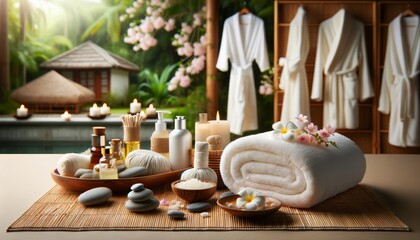 A serene spa day scene capturing the essence of relaxation and self-care.