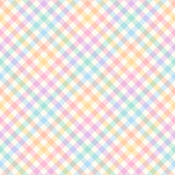 spring plaid or checked pattern, pastel easter plaid Rainbow Plaid Seamless Pattern Colorful plaid repeating seamless illustration suitable for fashion, interiors, Easter, baby shower decor.