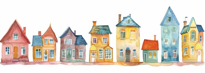 Colorful house in watercolor illustration style
