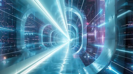 A building filled with futuristic technology. Generative AI.