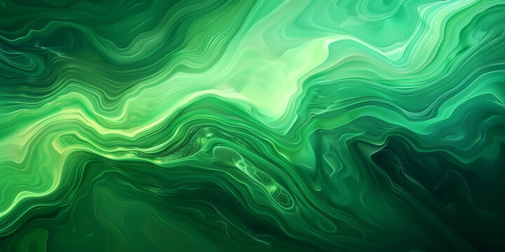 Abstract green background with wavy shapes and fluid lines, for digital art or web graphics. Abstract neon green waves marble texture