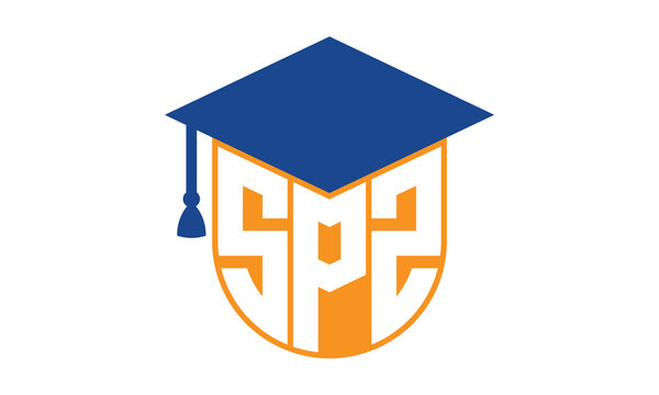 SPZ initial letter academic logo design vector template. school college logo, university logo, graduation cap logo, institute logo, educational logo, library logo, teaching logo, book shop, varsity