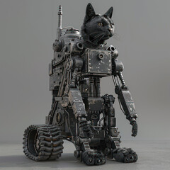 A cat With Robot Armor Military 3D Models