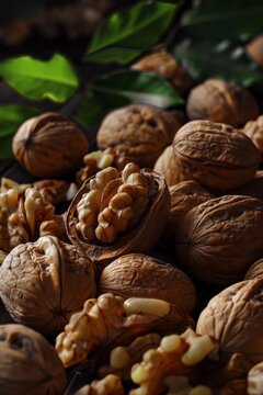 Closeup of Walnuts with Rich Texture and Brown Shell