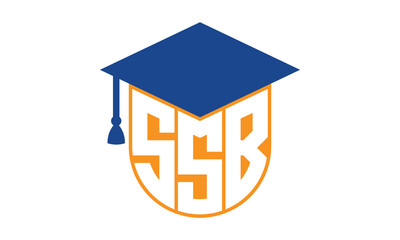 SSB initial letter academic logo design vector template. school college logo, university logo, graduation cap logo, institute logo, educational logo, library logo, teaching logo, book shop, varsity