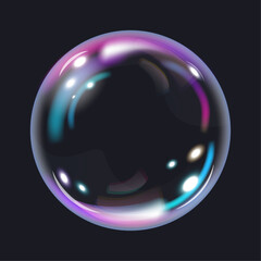 Realistic transparent soap bubble