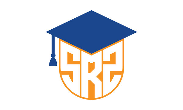 SRZ initial letter academic logo design vector template. school college logo, university logo, graduation cap logo, institute logo, educational logo, library logo, teaching logo, book shop, varsity