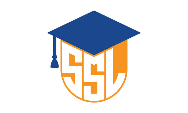 SSL initial letter academic logo design vector template. school college logo, university logo, graduation cap logo, institute logo, educational logo, library logo, teaching logo, book shop, varsity