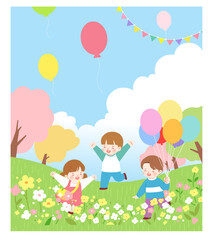 Obraz na płótnie Canvas Children's Day, Children, Grass, Children