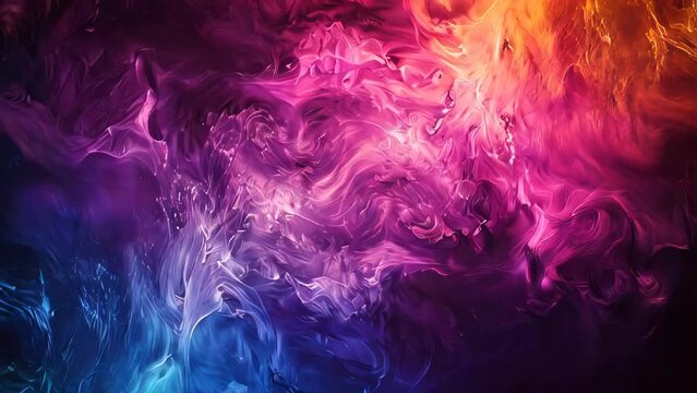 Abstract background of acrylic paint in blue, orange, purple and pink colors