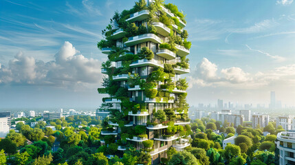 Modern Green Architecture in Milan, Bosco Verticale Skyscraper with Vertical Forest, Urban Eco-Friendly Design - obrazy, fototapety, plakaty
