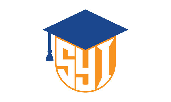 SYI initial letter academic logo design vector template. school college logo, university logo, graduation cap logo, institute logo, educational logo, library logo, teaching logo, book shop, varsity