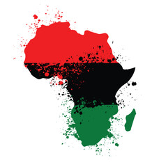 Africa shape pan african flag spattered paint