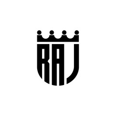 RAJ letter logo design with white background in illustrator, cube logo, vector logo, modern alphabet font overlap style. calligraphy designs for logo, Poster, Invitation, etc. - obrazy, fototapety, plakaty