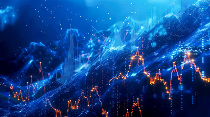 Mountain stock graph silhouette.