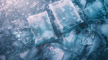 Textured background of blue ice 