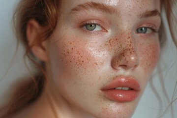 Close Up of a Woman With Freckles on Her Face