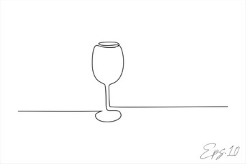 continuous line vector illustration design of beer glass