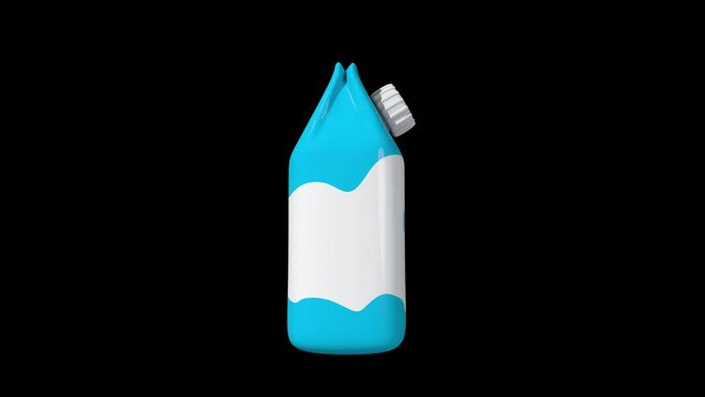 Milk pack 3d icon animation. blue milk carton rotates 360 degrees 3d animation