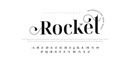 Elegant wedding alphabet letters font and number. Typography Luxury classic lettering serif fonts decorative vintage retro concept. vector illustration