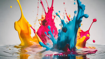 Splashing paint, Liquid Art Explosion, Abstract and artistic, oil splashes create a vibrant,...
