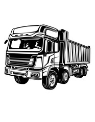 Common Dump Truck | Equipment | Operator | Skilled Driver | Construction | Dump truck | Original Illustration | Vector and Clipart | Cutfile and Stencil