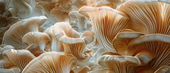 Foto op Aluminium Oyster mushrooms background for design. © Evgeniia