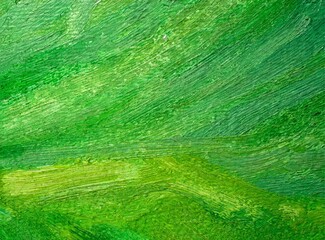 Hand drawn oil painting green background
