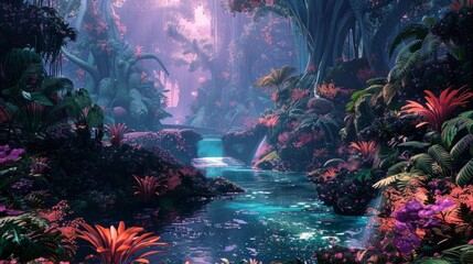 Obraz na płótnie Canvas A River Flowing Through a Forest