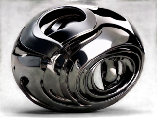 3D reflective chrome sculptures of twisted metal objects and spheres background