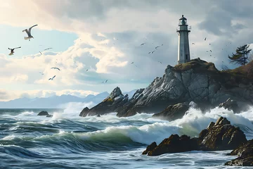 Rolgordijnen lighthouse on the coast © khan