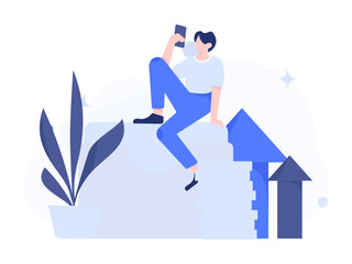 Internet financial management investment flat vector concept operation hand drawn illustration
