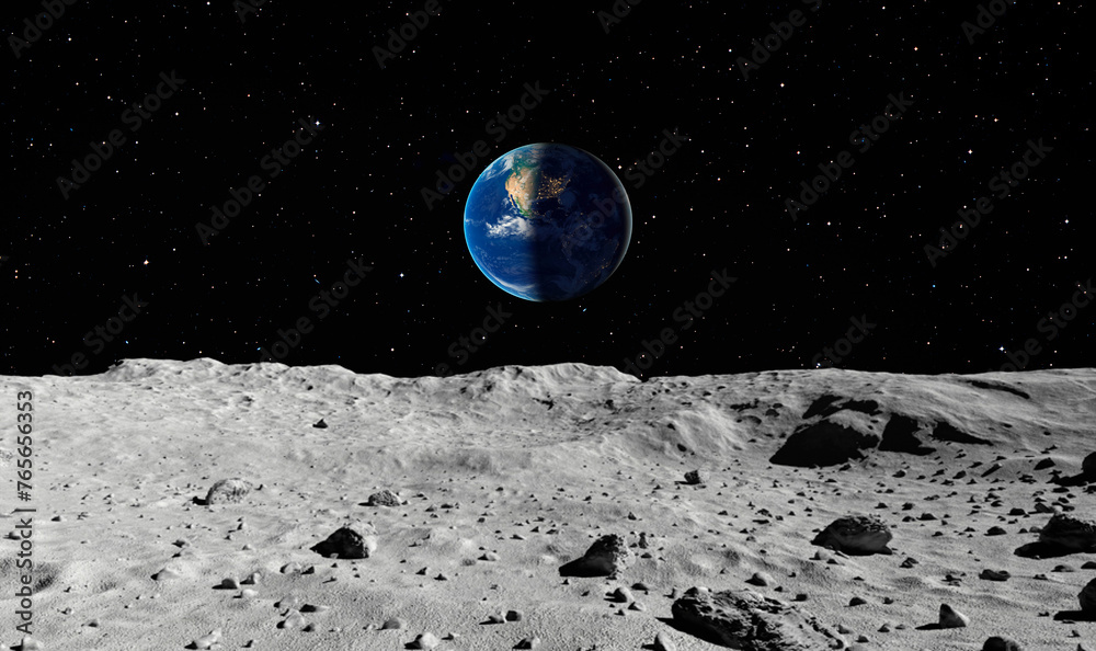 Aufkleber the earth as seen from the surface of the moon 