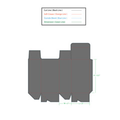 Syrup box Size 3x2x5.5"dieline template, vector design